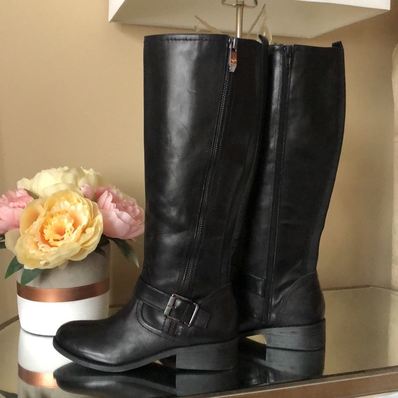 New Marc Fisher Glimmer WIDE CALF Black Riding Knee High Boots Genuine Leather - Picture 10 of 15